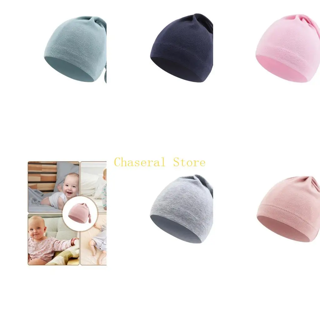 

E7CE Длинный хвост Детская шапочка Мягкие и удобные модные шапочки для новорожденных