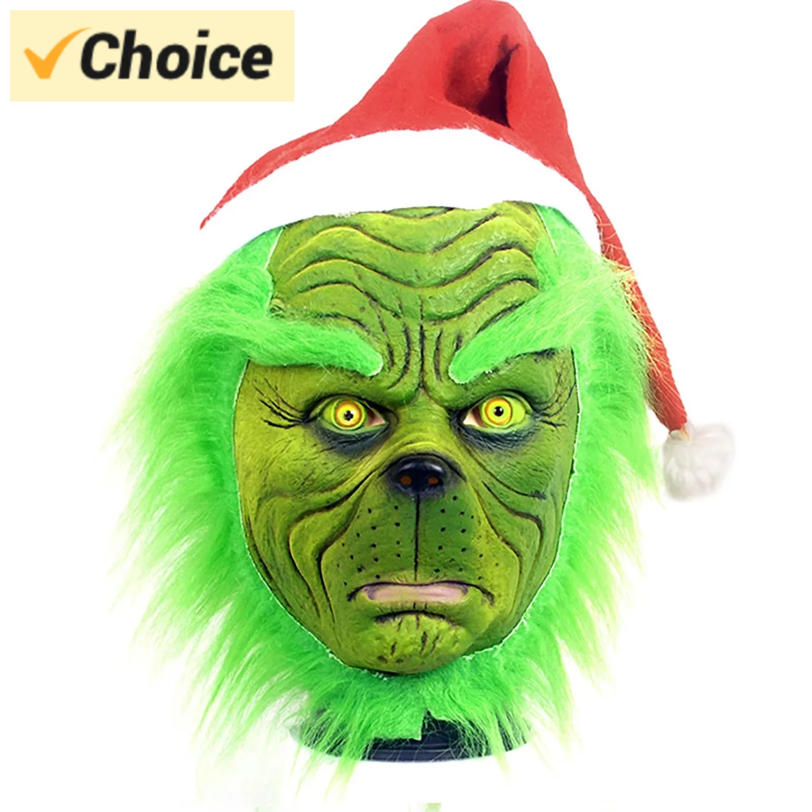 Masque de monstre vert pour adultes et enfants, masque complet en latex, accessoires de costume, cosplay de Noël, taille universelle