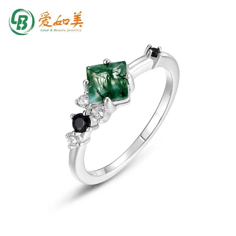 

Personalized and Fashionable 18K Gold PT950 Platinum Silver Plated 7-layer Gold Green Moss Ring, Niche Square Bracelet