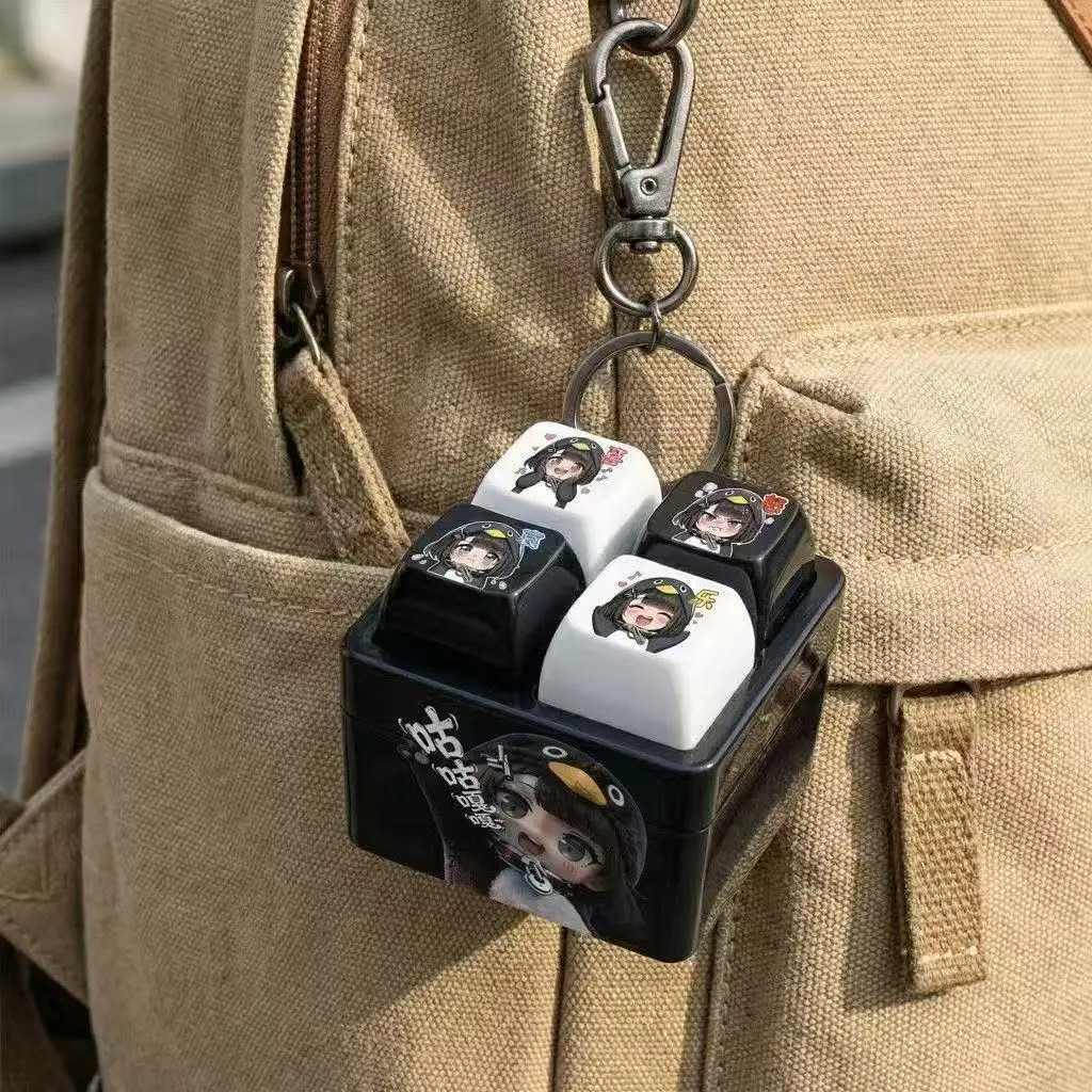 Gugugaga Emotion Stress Relief Keyboard Keychain - Happy Angry Sad Joy Voice Four-Grid Creative Toy for Stress Relief