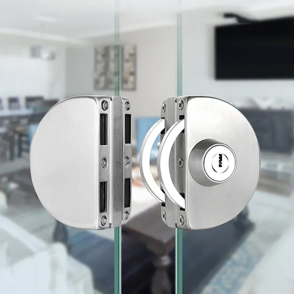 Stainless Steel Glass Door Lock Double Door Non Opening Glass Lock Frameless Glass Lock Double Sided Push Sliding Security