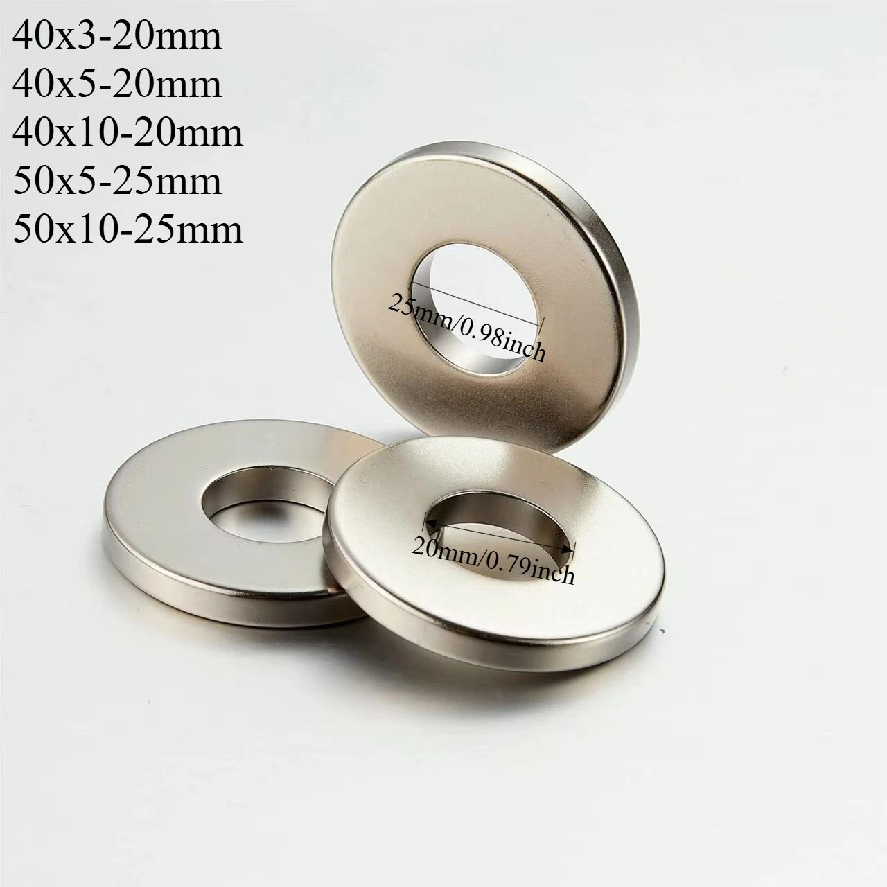 N35 40x3-20 40x5-20 40x10-20 50x5-25 50x10-25 Ring Strong straight hole round Standard Whiteboard neodymium Magnets Diy  office
