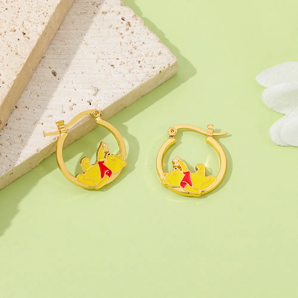 1 pair of cartoon Winnie the Pooh Themed Earrings, cute and unique earrings, cosplay accessory, girlfriend gift view 3