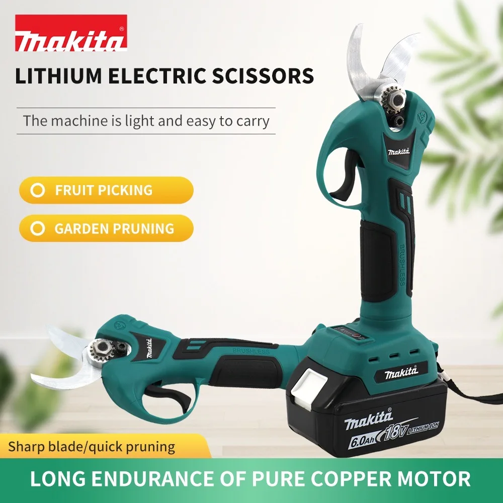 Makita-tijeras eléctricas sin escobillas para el hogar, recortadora de jardín eléctrica inalámbrica profesional, herramientas eléctricas portátiles,