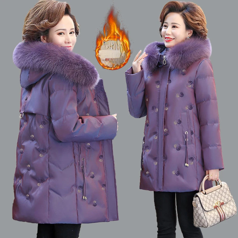 5XL Down Cotton Clothes Jacket Big Fur Collar Solid Color Large Size Loose Winter Coat Hooded  Manteau Femme Hiver Q16