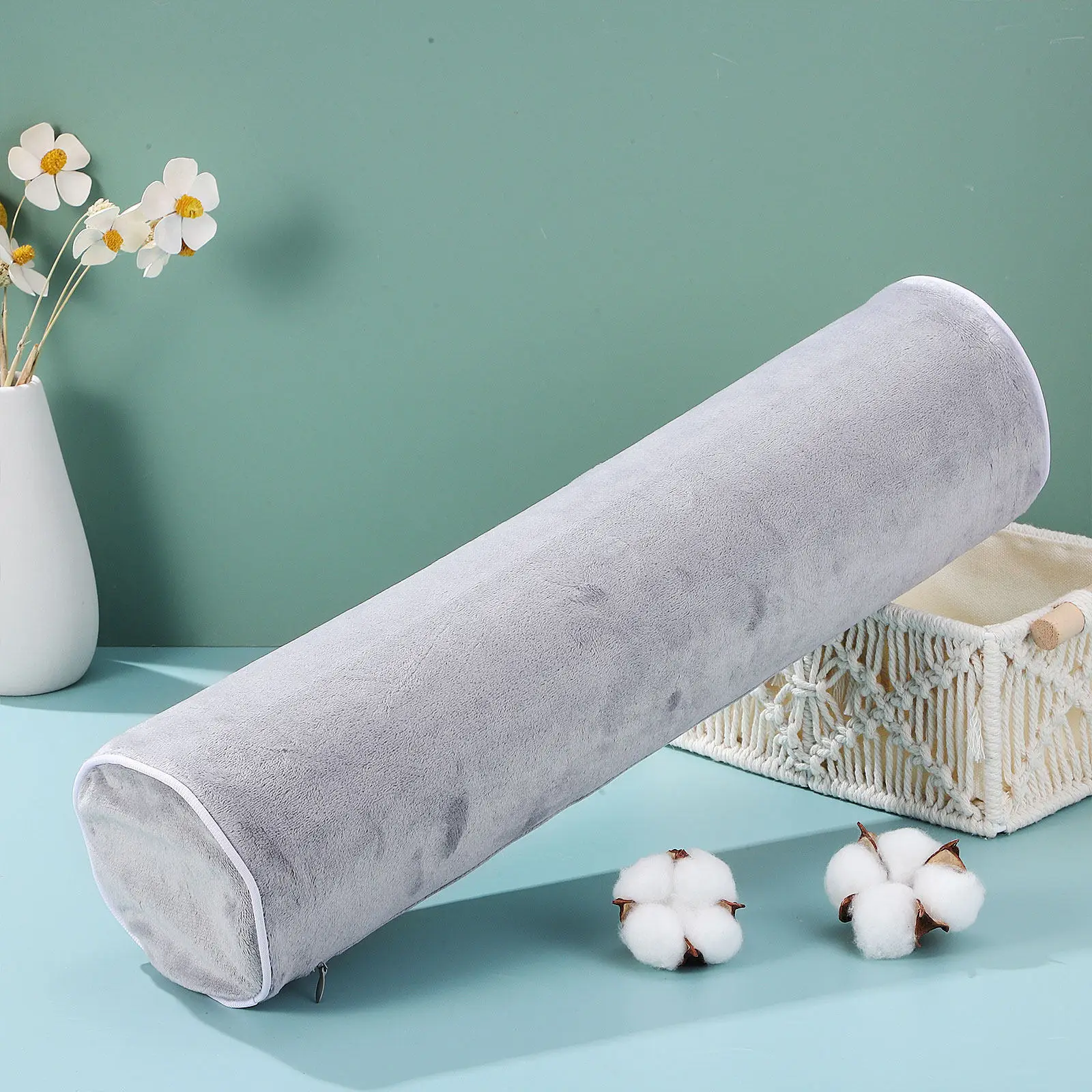 Neck Roll Pillow Round Cervical Memory Cotton Bolster Pillow for Sleeping Spine Alignment Lumbar Back Pain Relief Hypoallergenic