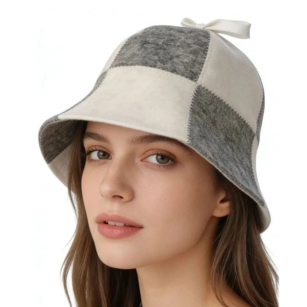 Gifts Leaf Pattern Sauna Hat Felt Thickened Polka Dot Sauna Cap Protective Absorbent Hair Protection Hat Bathroom Accessories