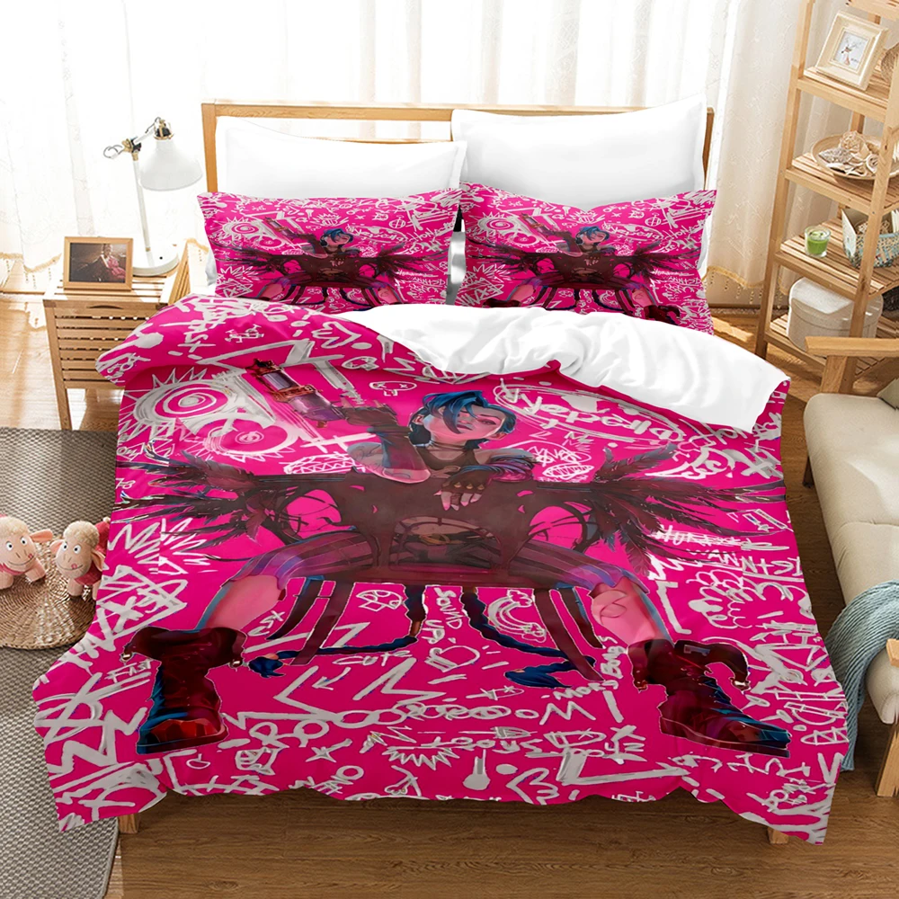 Cartoon Anime Arcane Jinx  Bedding Set Bedding Set Comforter sets bed sheets set King size bedding set Quilt set Bed linen