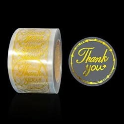 500Pcs 1inch Gold Transparent Thank you Stickers for Small Busibess Holiday stickers for Envelope Box Gift Decor