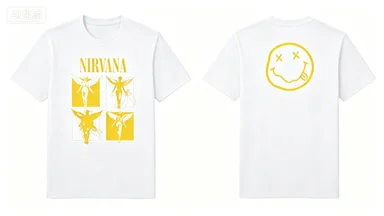 Nirvana Double Sided Graphic Tee in Utero Angel Print2026 X Eyes Smiley Face Vintage Grunge Rock Band Men Pure Cotton T -Shirt