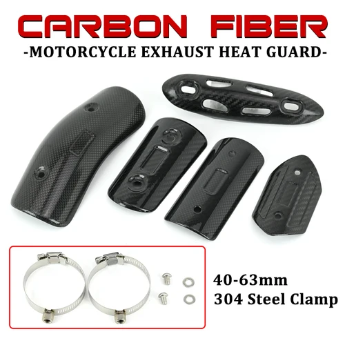 Protector de silenciador de Escape de motocicleta de fibra de carbono, cubierta de protección térmica de Escape, Protector antiescaldado para SC, AR, Mivv, Akrapo