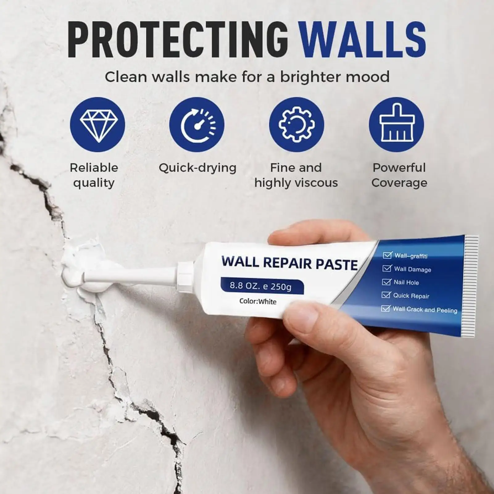 Drywall Repair Kit with Scraper Wall Hole & Crack Filling Paste Quick-Drying Mending Agent Mold Resistant Home Restoration Tools