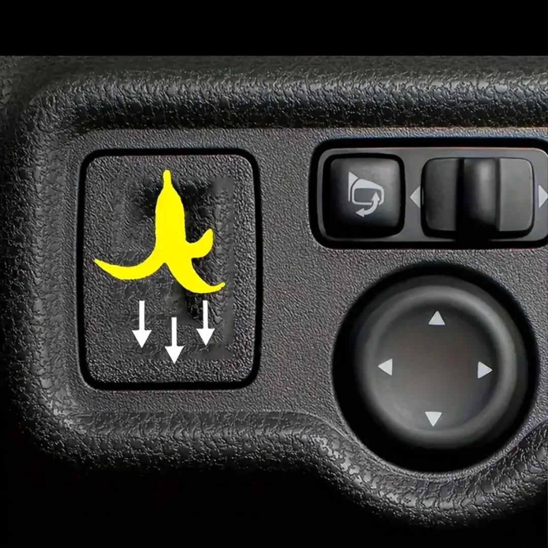 2 Pcs Car Stickers - Banana Peel Button Decals, Waterproof PVC Fun Motorcycle & Car Accessories for All Vehicles 2