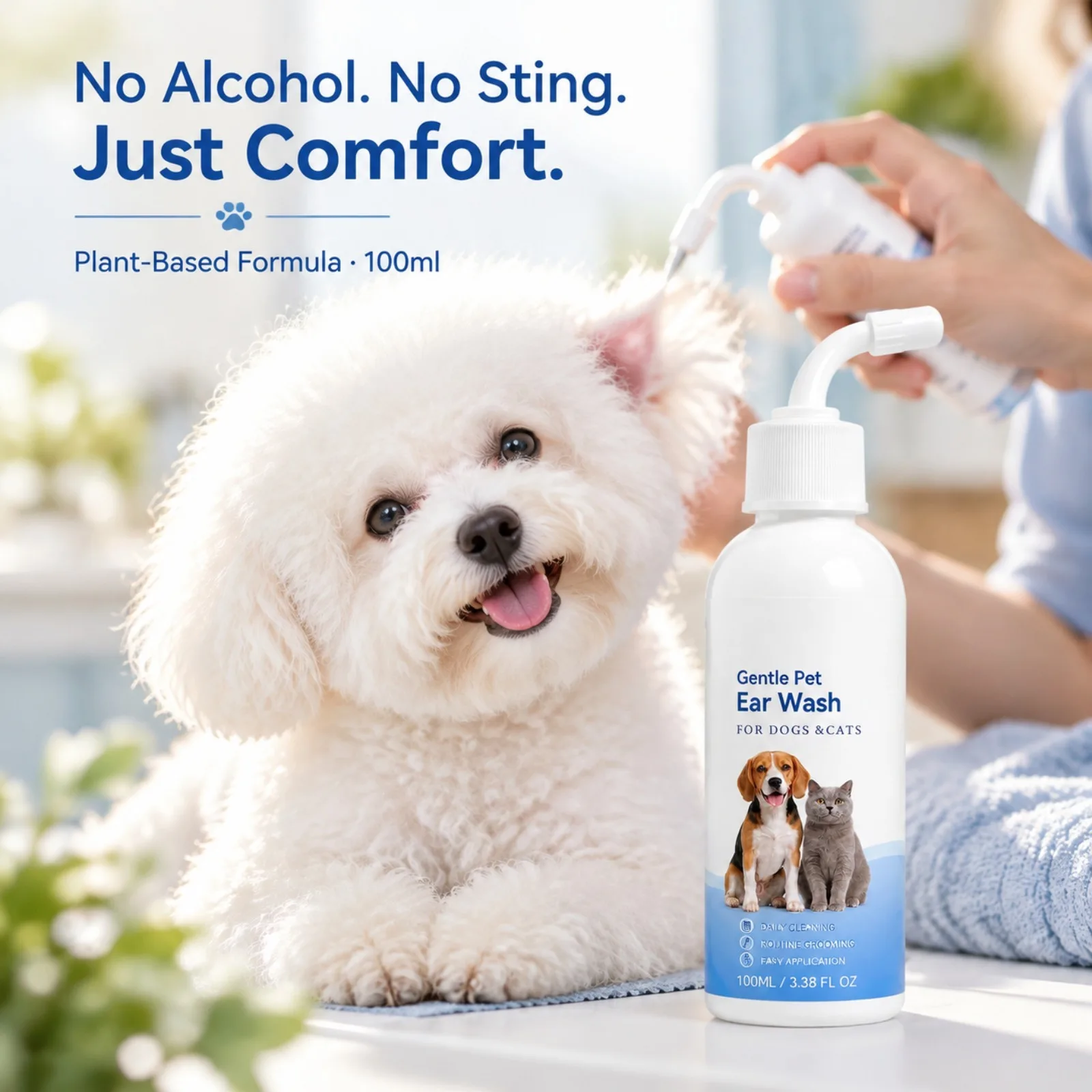 100ml Pet Ear Wash For Dogs Cats Plant Extracts No Alcohol Ear Gentle Cleaner Daily Cleaning Odor Control Grooming Tool