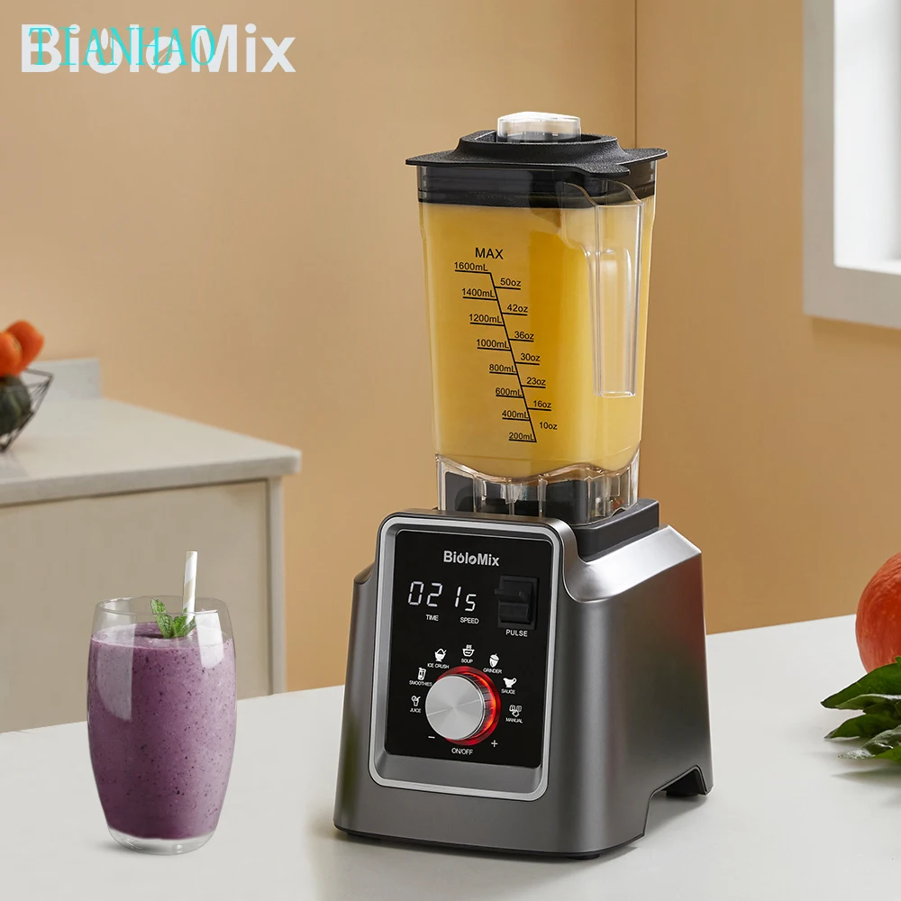 BioloMix Digital BPA FREE 2L Автоматический профессиональный блендер, соковыжималка, кухонный комбайн, ледяные смузи, фрукты, БЕСПЛАТНЫЙ ПОДАРОК, сухая банка на 600 мл