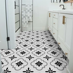 4pcs/set European Style Home Floor Decor Stickers Self-adhesive Waterproof Bedroom Bathroom Black and White Pattern Wall Sticker