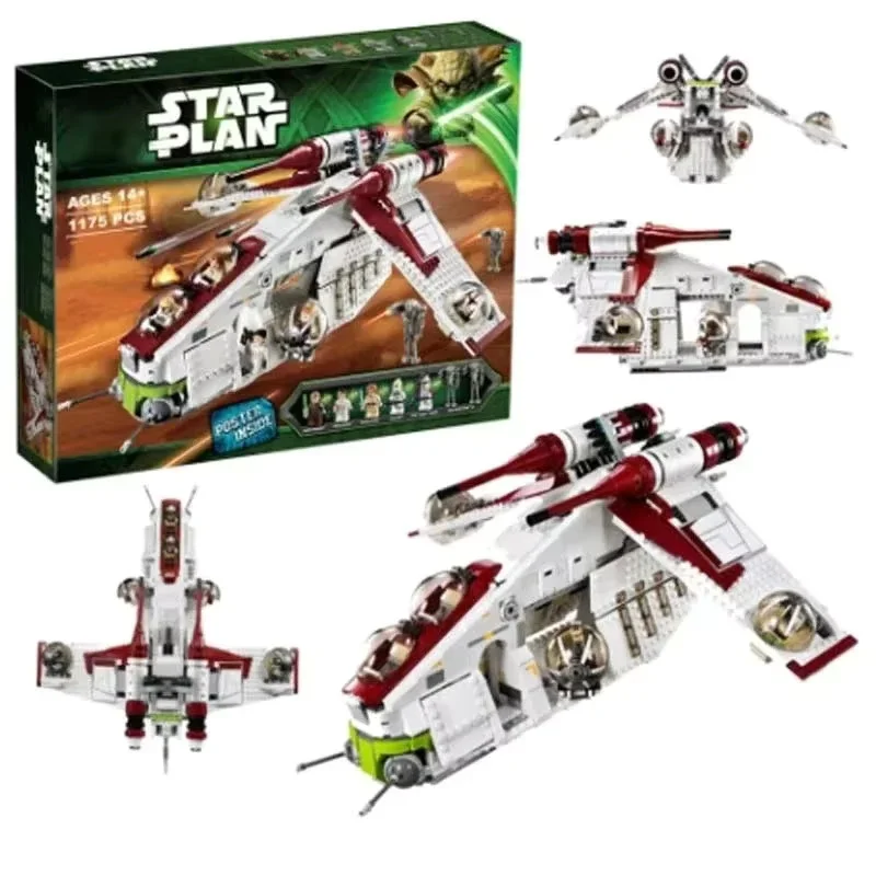NOUVEAU 2026 en stock 1228 pièces Compatible avec 05041 Republic Dropship Gunship Building Blocks 75021 Briques Cadeau de Noël pour enfants