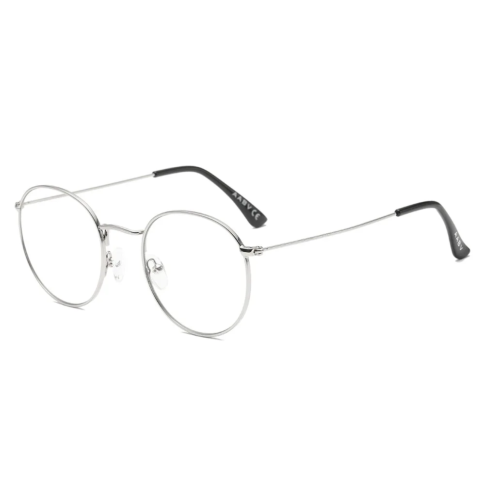 

AABV Round Computer Blue Light Glasses Men Women Metal Frame Fake Transparent Optical lenses Clear Eyeglasses 8016