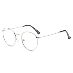 AABV-Round Computer Blue Light Glasses para homens e mulheres, armação de metal, lentes ópticas transparentes falsas, óculos claros, 8016