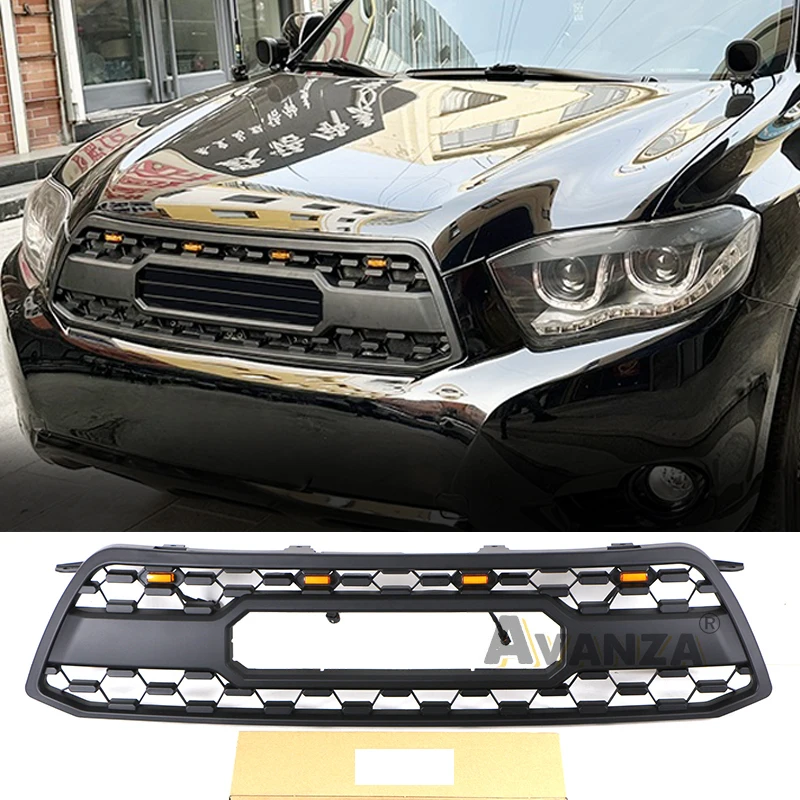

Front Grille Bumper With LED Lights Auto Parts Modified Fits For 2009 2010 2011 Toyota Highlander Racing Grills