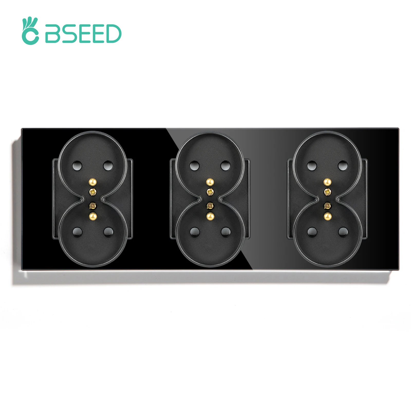 BSEED Doppel Frankreich Steckdosen Power Steckdose Einzigen Doppel Rahmen Home Wand Steckdosen Glas Panel Weiß Schwarz