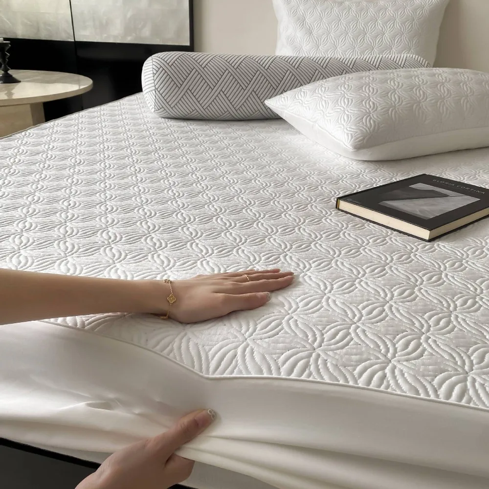 3Pc 3D Max Skin-friendly Soft Technology Ice Fitted Bed Sheet Machine Washable with Elastic Rubber Band Mattress Height 5-35cm