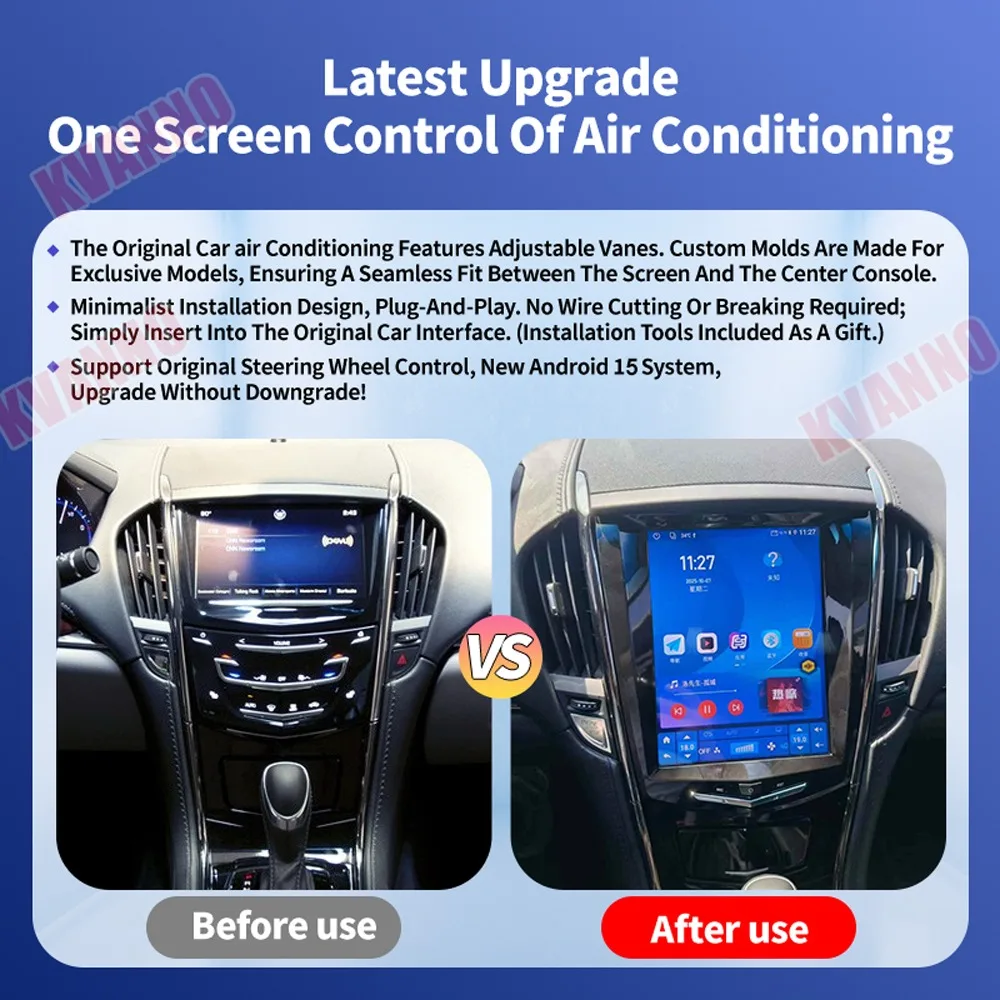 Three 8/9.7-inch Android 15 Car Radios For Cadillac ATS XTS SRX CTS(2013-2018) Multimedia Video Player CarPlay BT WiFi DSP 4G FM