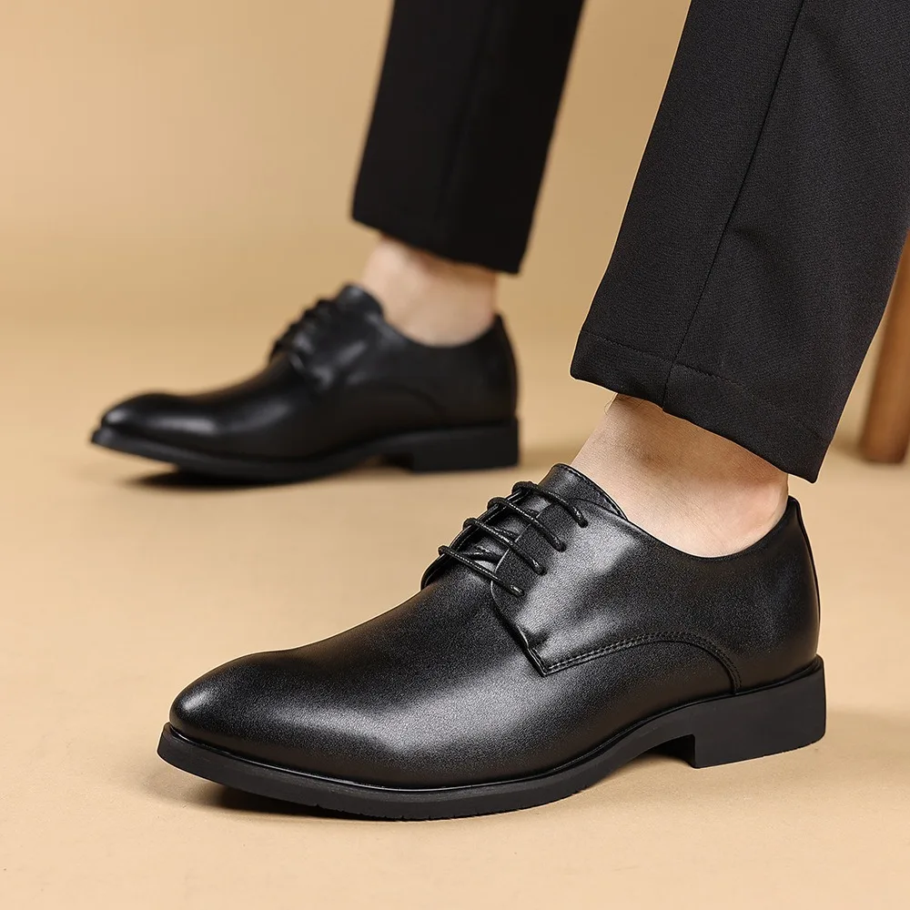 size 37-78 black man dress shoes leather casual business formal shoes man italian wedding shoes derby office mariage