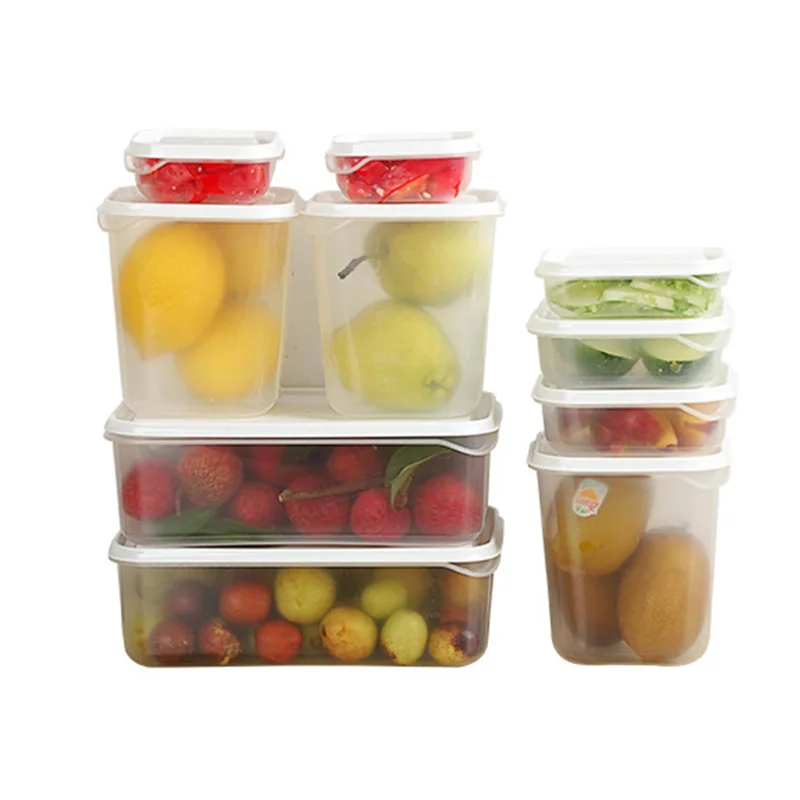 

10-Piece Plastic Food Storage Containers Multi-Functional Airtight Fresh-Keeping Box for Microwave Oven