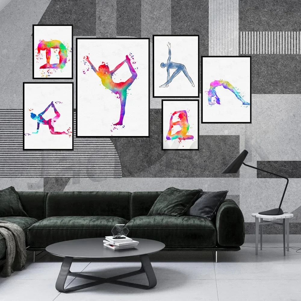 Watercolor Yoga Illustration, Paint Splatter Art, Printable Yoga Poses, Yoga Asanas, Yoga pose, Yoga poster