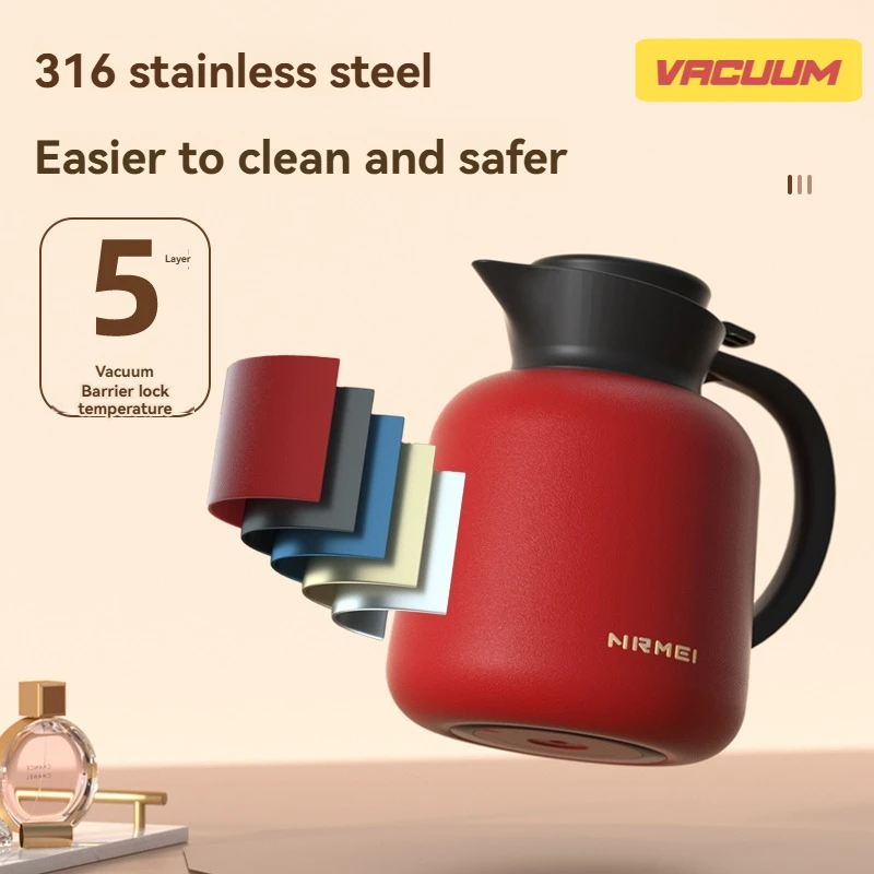 2.5L Thermal Coffee Pot Stainless Steel Coffee Press Pot Tea Pot Vacuum Insulated Hot & Cold Retention Coffeeware Kettle