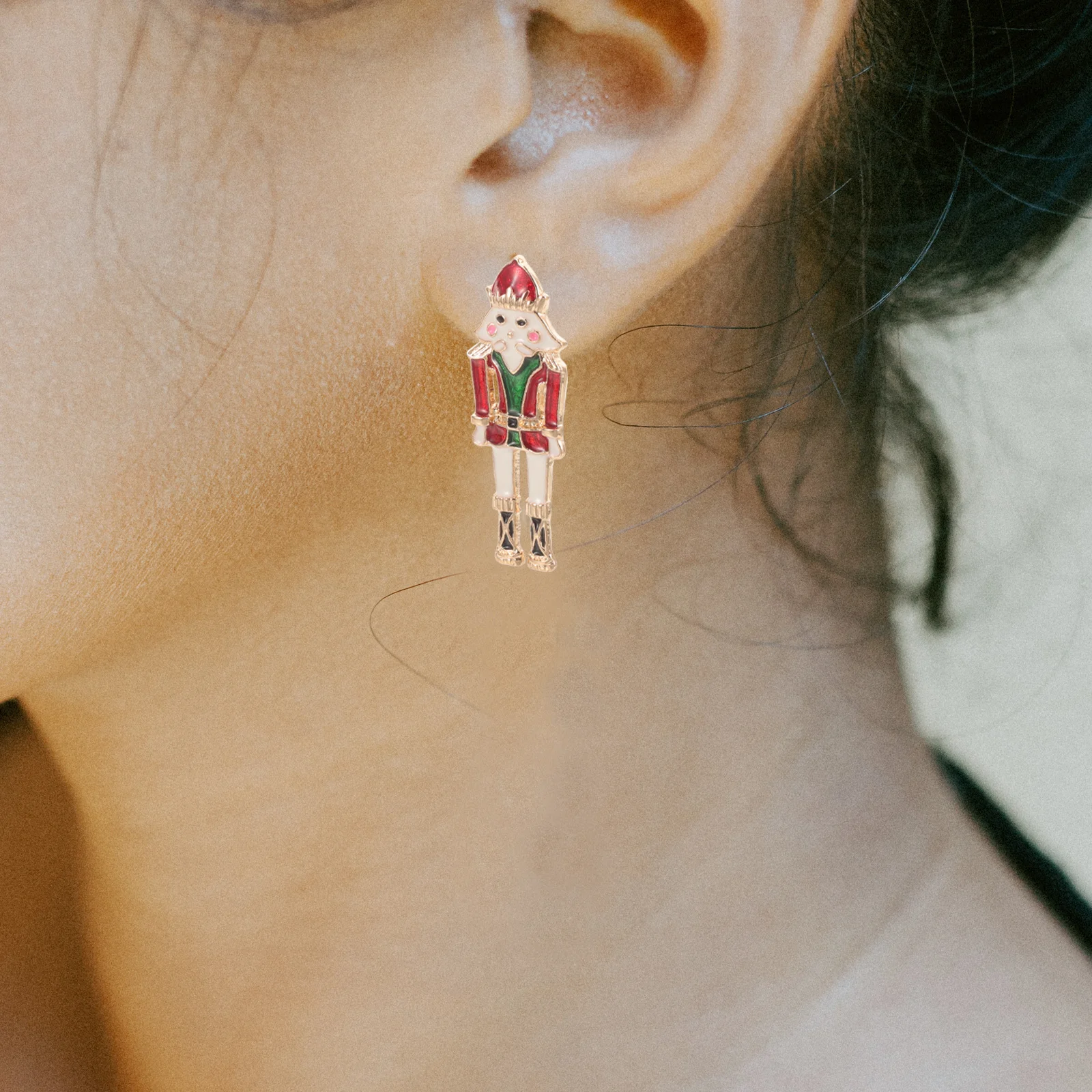 

1Pair Nutcracker Earrings Cartoon Design Lightweight Fashion Party Jewelry for Women Holiday Accessories