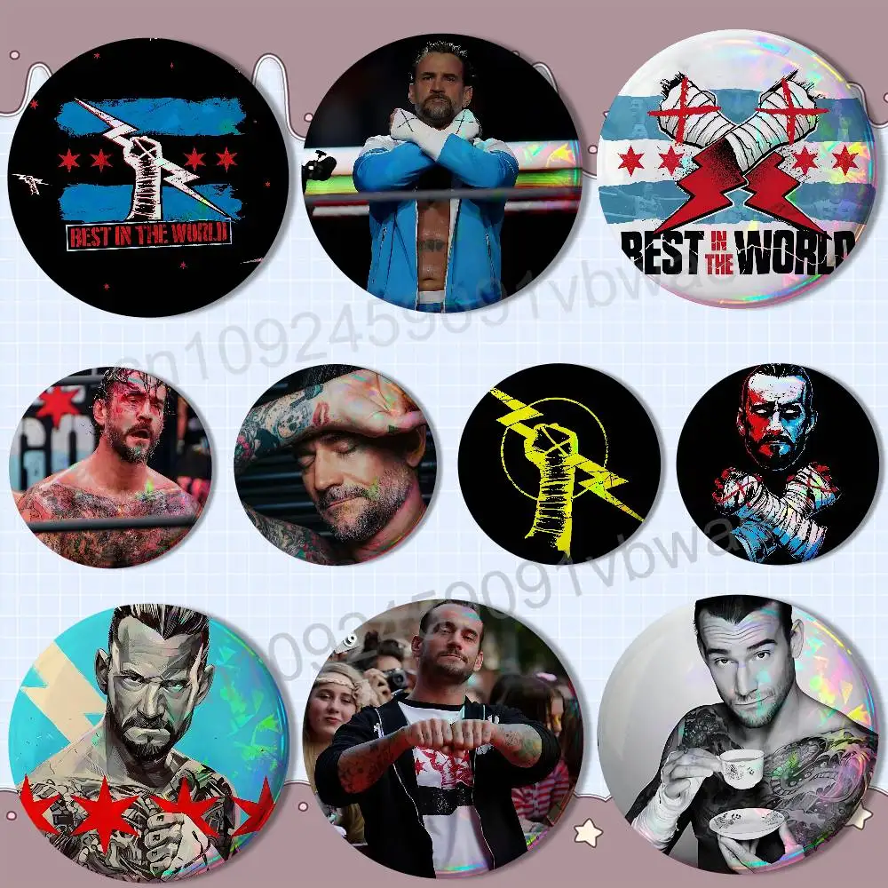 

World's Strongest Person CM Punk HD Print 58mm 44mm Round Lapel Pins Pretty Derby Round Display Brooches Brooch Badges