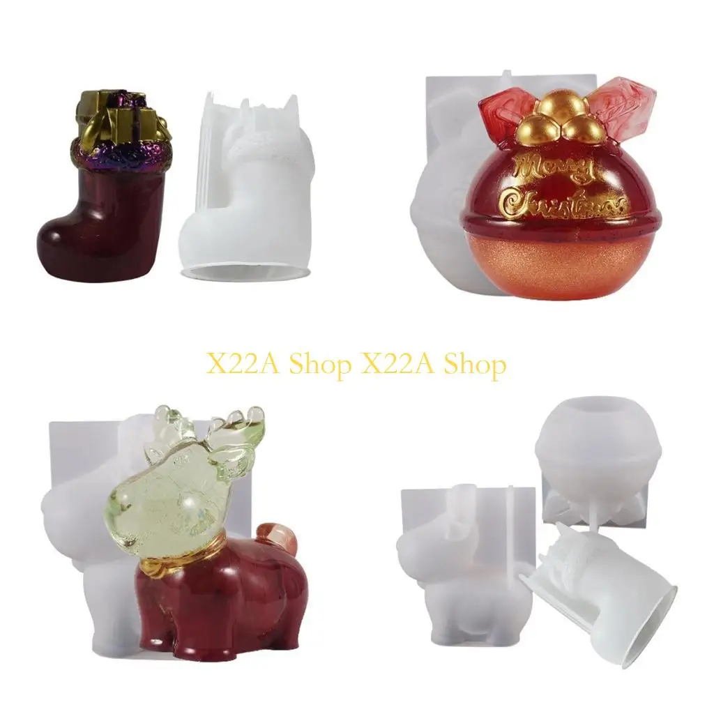 

Unique Christmas Elk Sock Silicone Mold Molds DIY Gypsum Plaster Resin Soap Baking Mould Tabletop Decorations