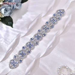 TOPQUEEN Full Rhinestone Wedding Bridal Belt Banquet Dress Accessories Important Holiday Gift Runway Costume Ribbon Sash S453