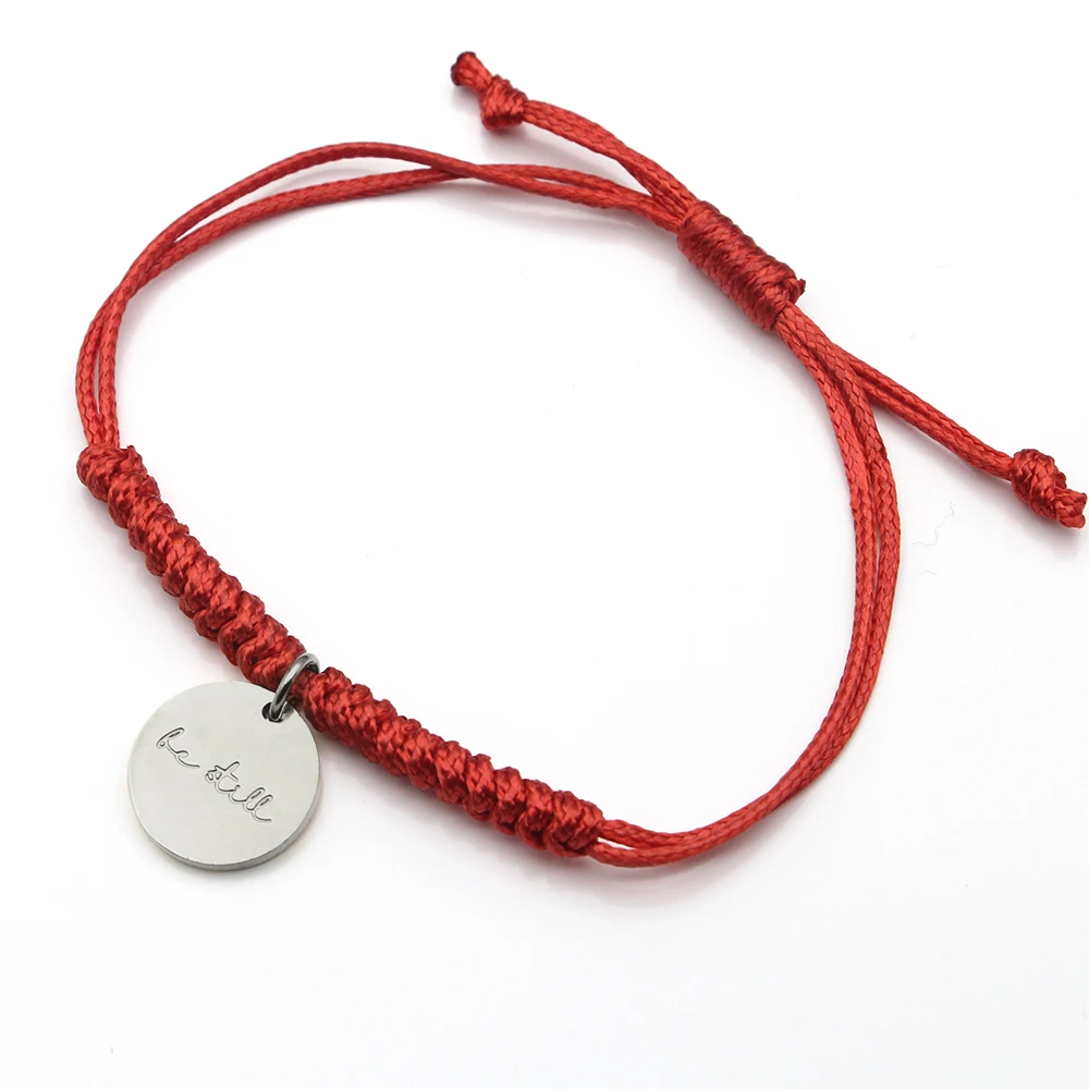 PSALM 46:10 BE STILL Religious Bracelet Red Rope Woven Stainless Steel Bracelets For Women Men Christian Jewelry Accessory Gifts