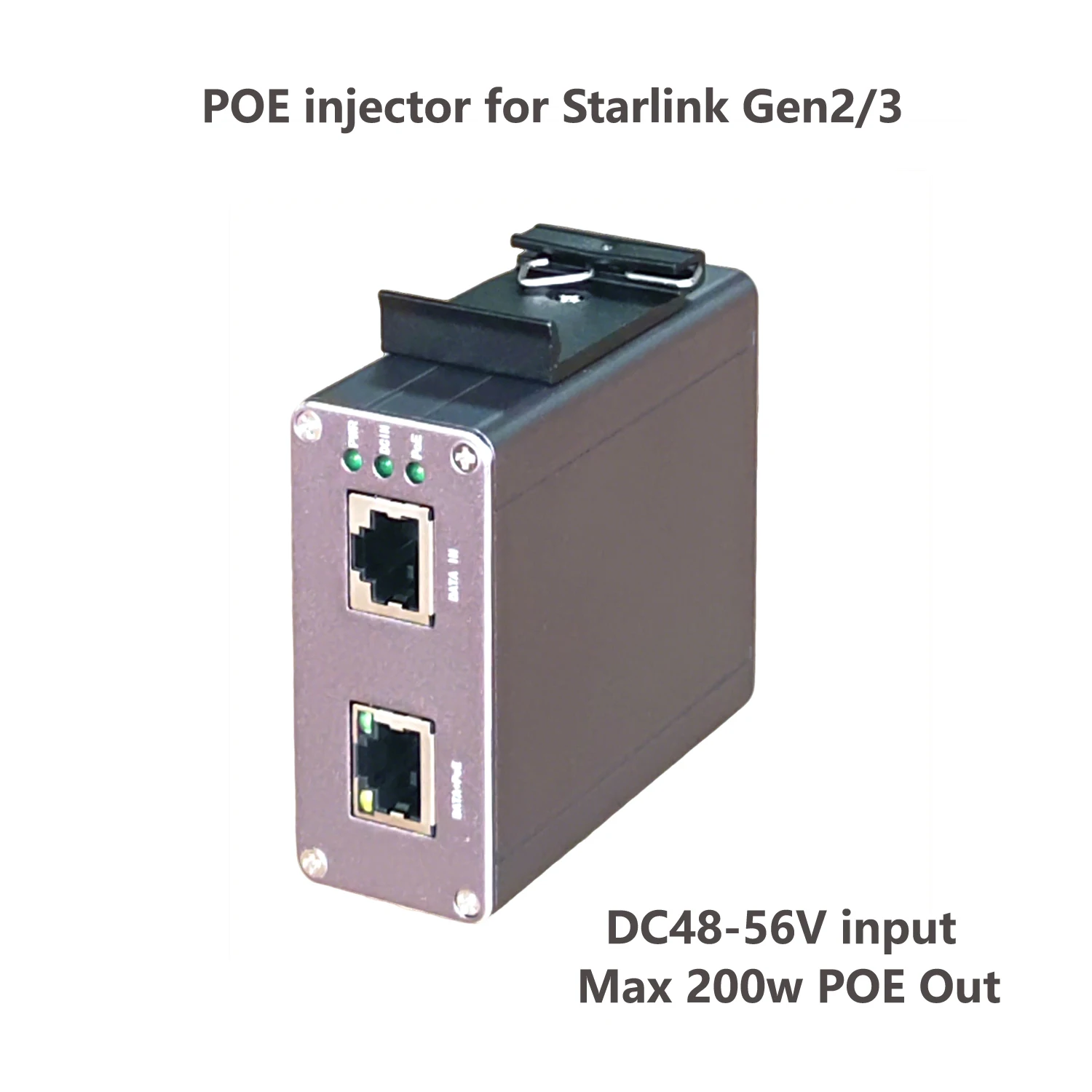 For Starlink Gen2/Gen3 2.5G POE Injector |48-57Vdc Input and Output| Max200W |Alloy Housing|6KV Surge Protection
