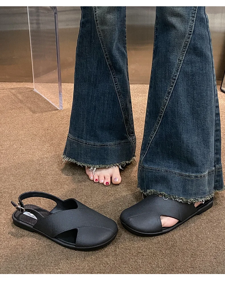 2026 Neue Damen Römersandalen mit geschlossener Zehenpartie im französischen Feen-Stil für den Sommer – Outdoor Damen Römerslides – Detail 20