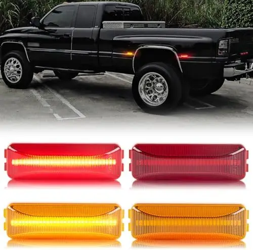 

Gempro LED Fender Side Marker Lights for 1994-2002 Ram 2500/3500 Dually - Amber Red Bed Lamps 4PC