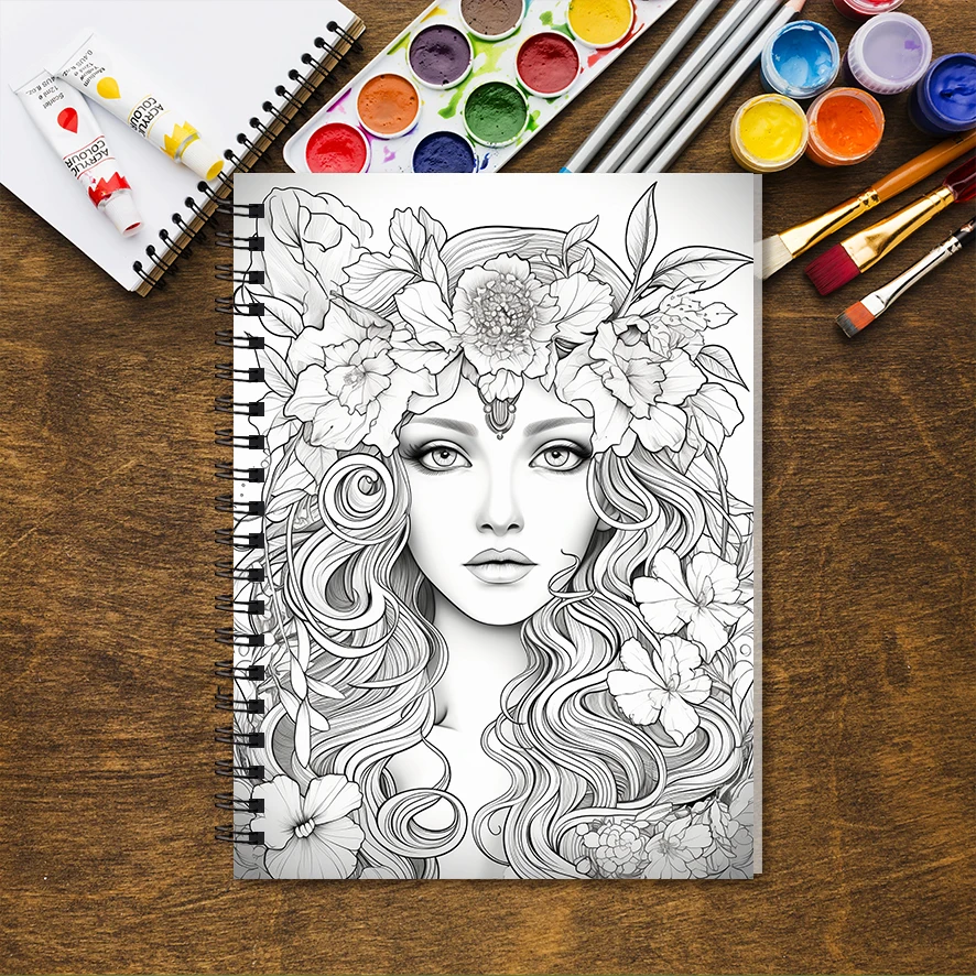 Adult Coloring Book - 8.3x 11.2 Inch 32 Pages Unique People Coloring Book - Helps Reduce Stress and Ease Emotions