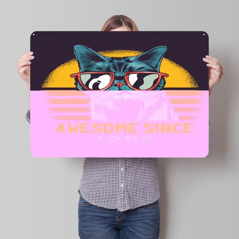 Awesome Since 1989 Sign Retro Poster Vintage Metal Tin Sign Plaque for Wall Art Decoration Outdoor Decors Gaming Room Decoration