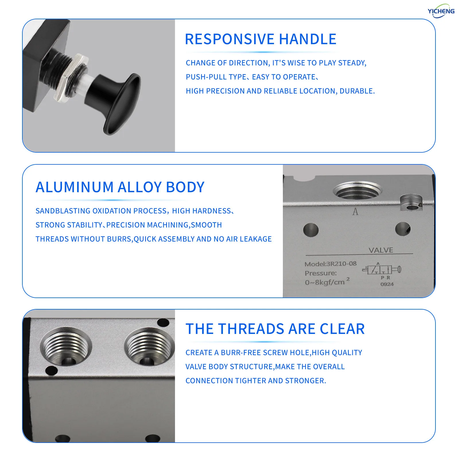3R210-08 3 طريقة 2 موقف الهواء اليد رافعة تعمل صمام 1/4 "صمام الملف اللولبي الهوائي التحكم اليدوي دفع سحب #5