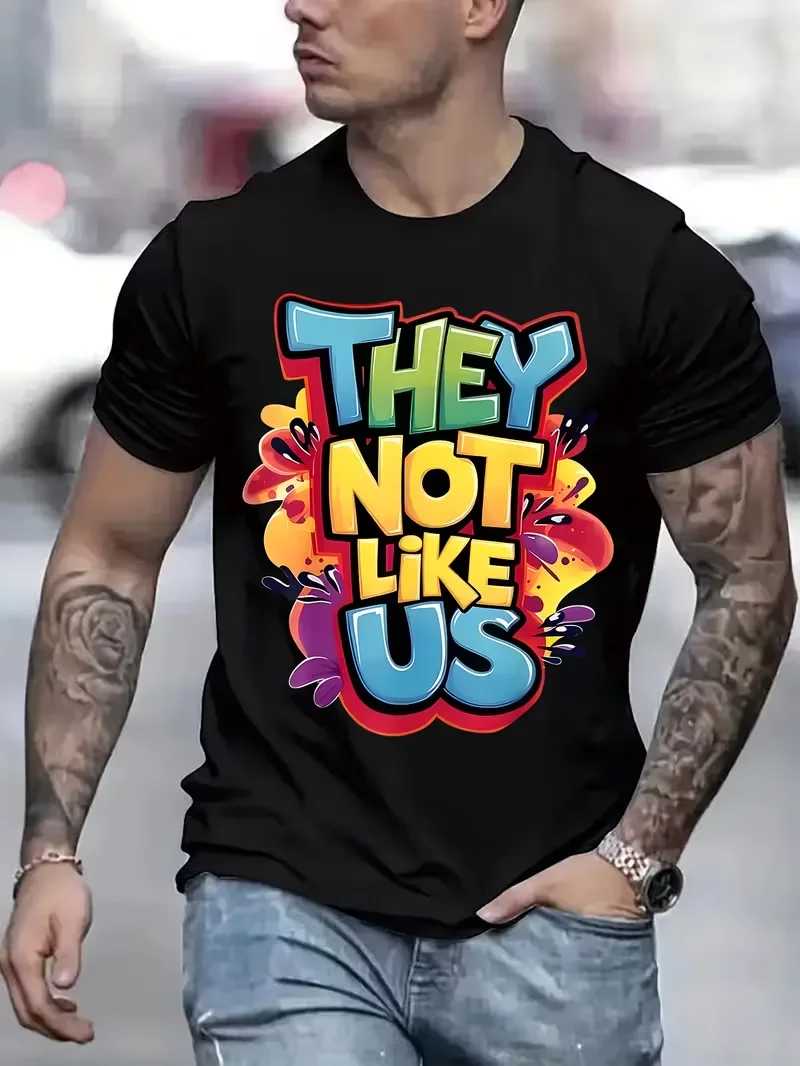 

Men's T-Shirt Funny 'THEY NOT LIKE US' Short sleeved T-shirt fashionable quick drying fitness loose Leisure Daily men clothing