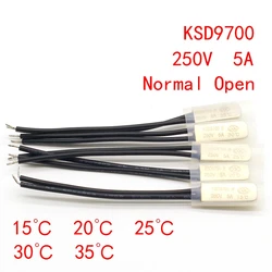 1pcs KSD9700 250V 5A Bimetal Disc Temperature Switch N/O Thermostat Thermal Protector 15 20 25 30 35 degrees centigrade