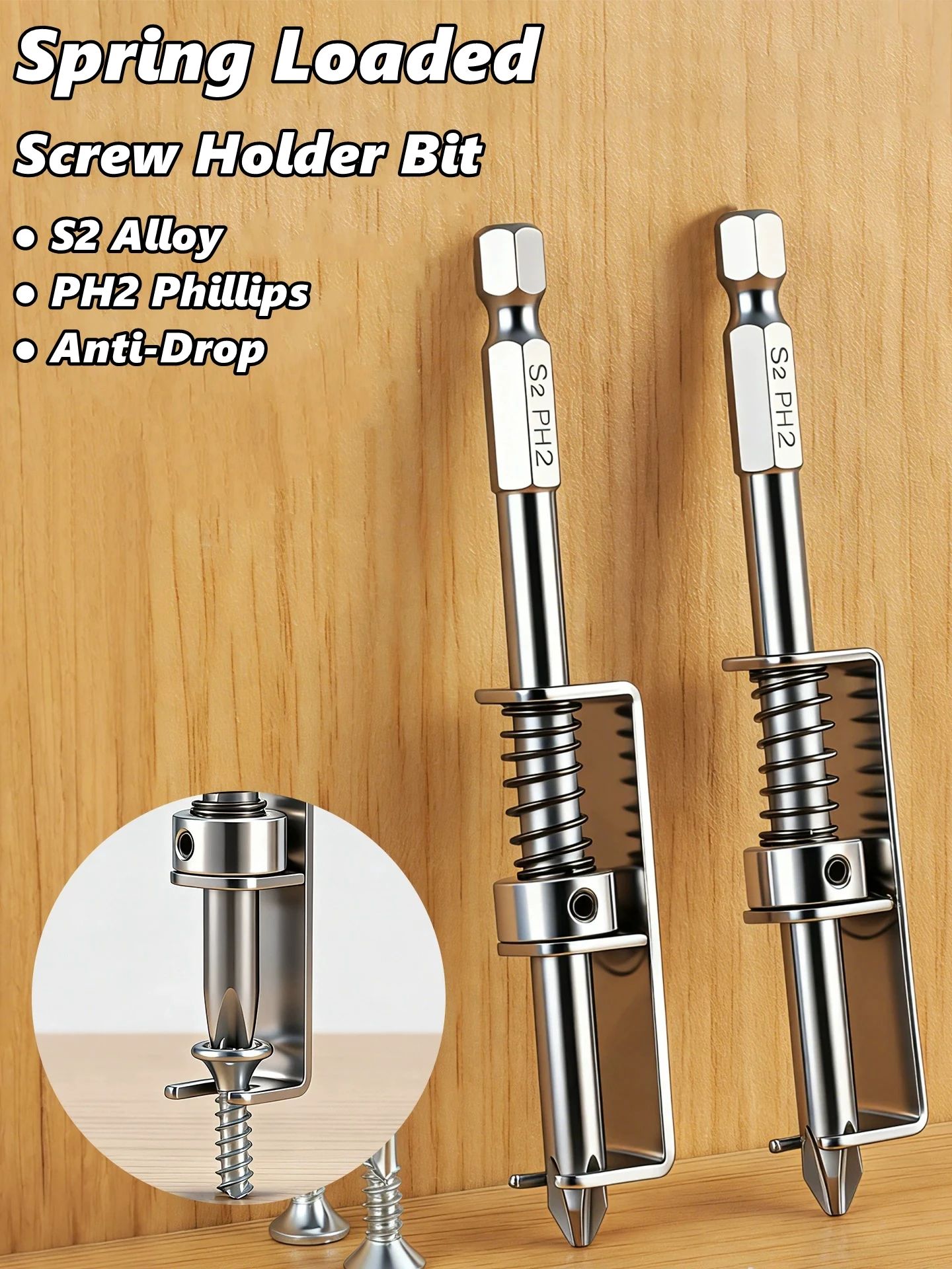 Spring Loaded Screw Holder Bit,Screw Gripper Tool Universal Anti-drop Screwdriver Bit Screws Retaining Holders Clamp Fixing Set