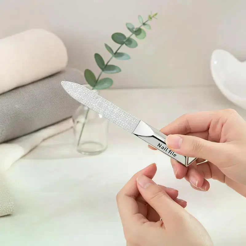 Thickened Double Sided Stainless Steel Nail File Reusable Manicure Pedicure Polishing Tool for Home Travel Nail Care