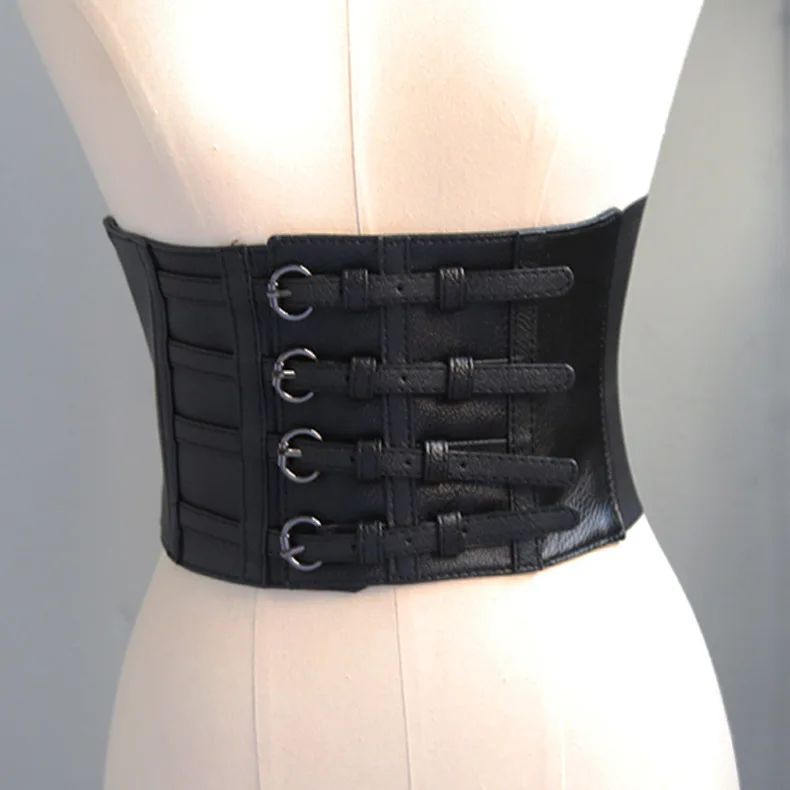 

European and American Fashion Strap Waist Seal Decoration Black Ins Punk Style Suspender with Suit Belt Women's Waist