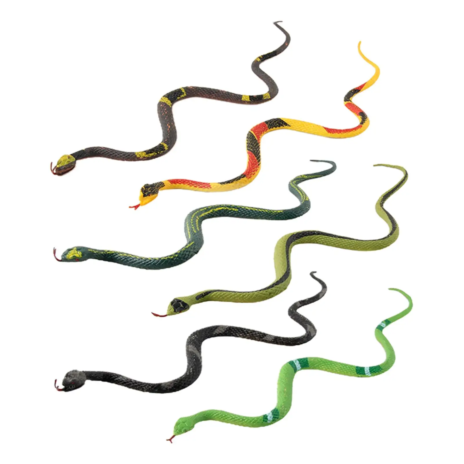 Serpente finto di plastica da 9.84 pollici, giocattolo serpente realistico scherzo spaventoso figura animale puntelli da giardino modello pitone per Halloween