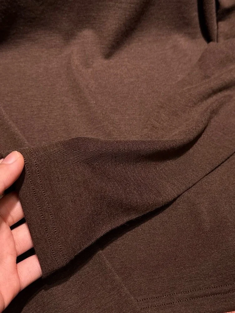 

Slim Fit Long Sve T-irt Color Blo Wool Blend Base Layer Top Spring New Sle Casual Wear for Women round Ne Tee