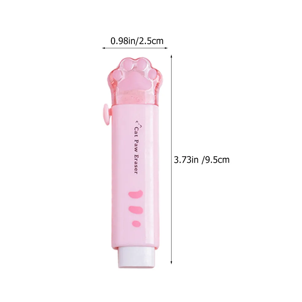 Cat Paw Retractable Eraser 3 Piece Set Cute Compact Pencil Erasers for Students School Office Stationery